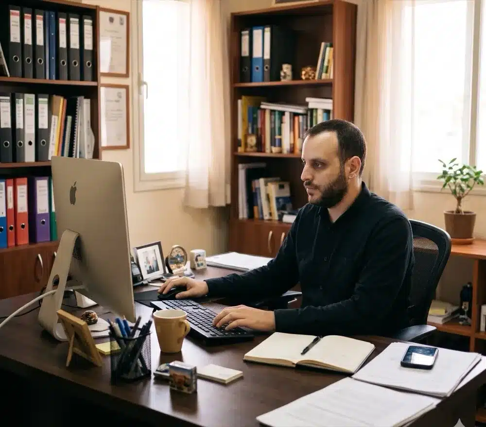 Elad Attia at his desk